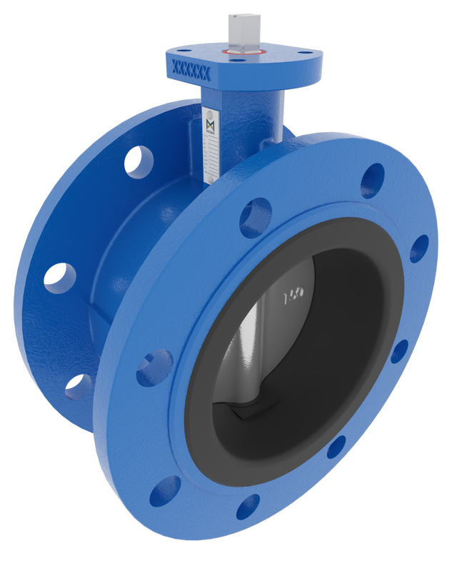 Product image of BUTTERFLY VALVE VULCANIZED LINER DOUBLE FLANGED, BARE STEM, GGG40.3/1.4469/EPDM