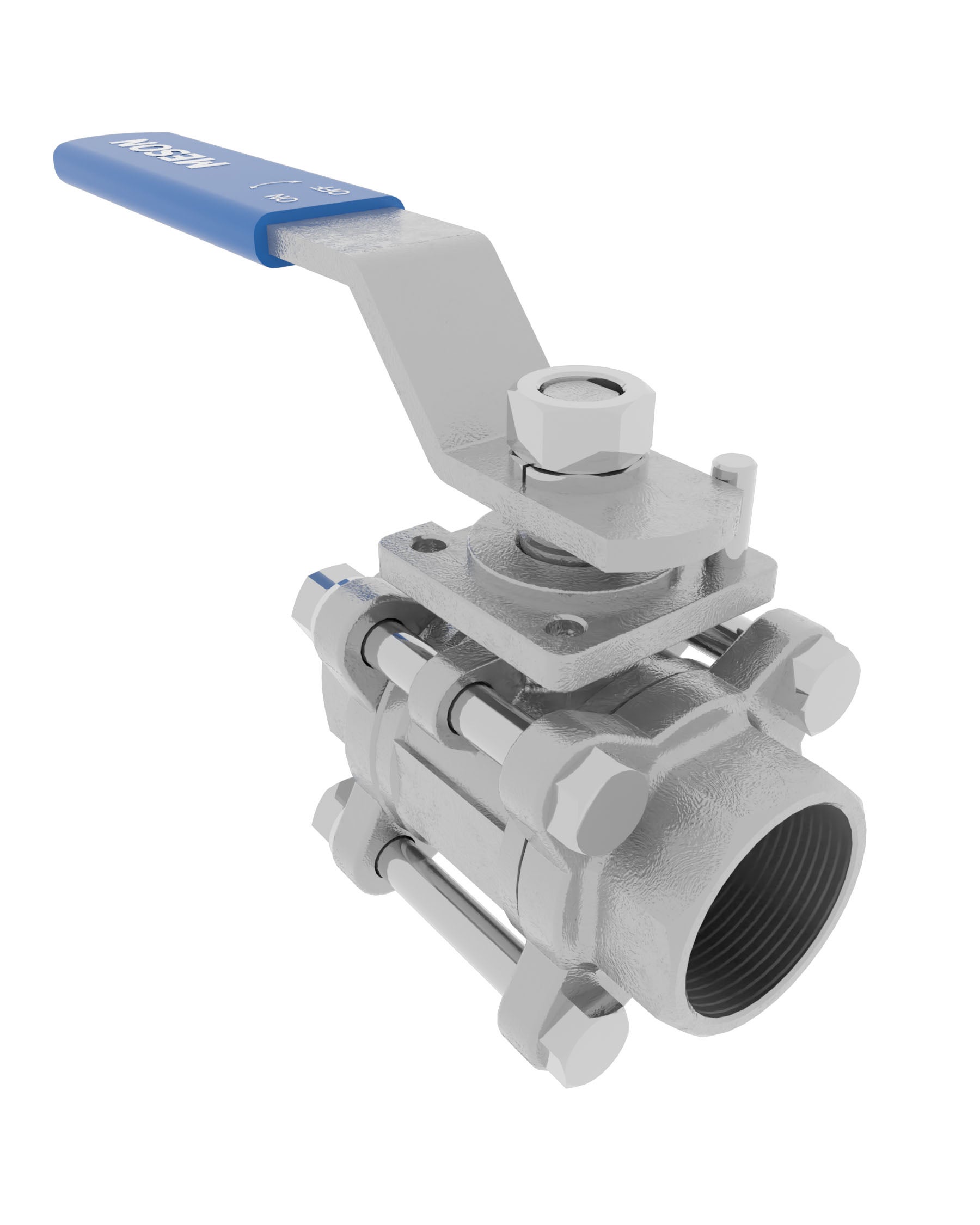 Product image of BALL VALVE 3-PCE FLANGED-THREADED, LEVER, AISI316/AISI316/PTFE