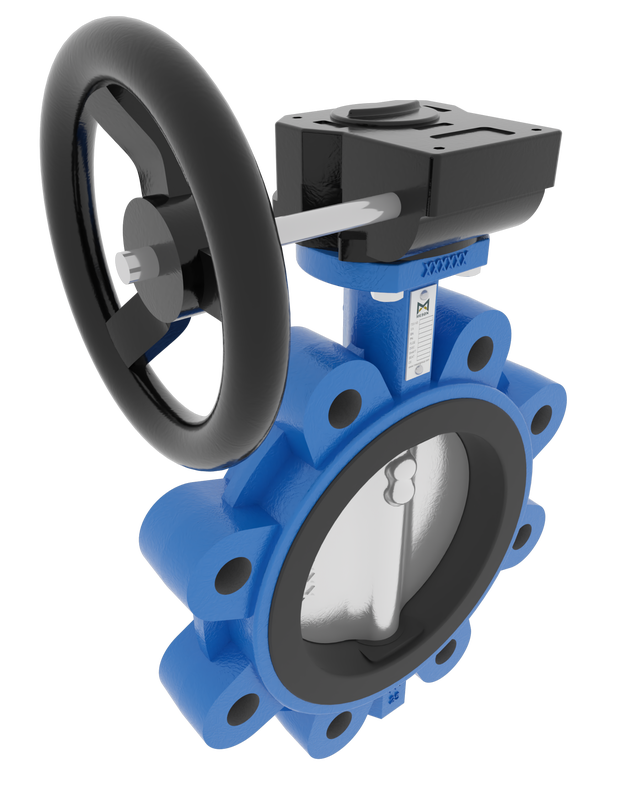 Product image of BUTTERFLY VALVE VULCANIZED LINER LUG, GEARBOX, GGG40.3/AISI316/NBR
