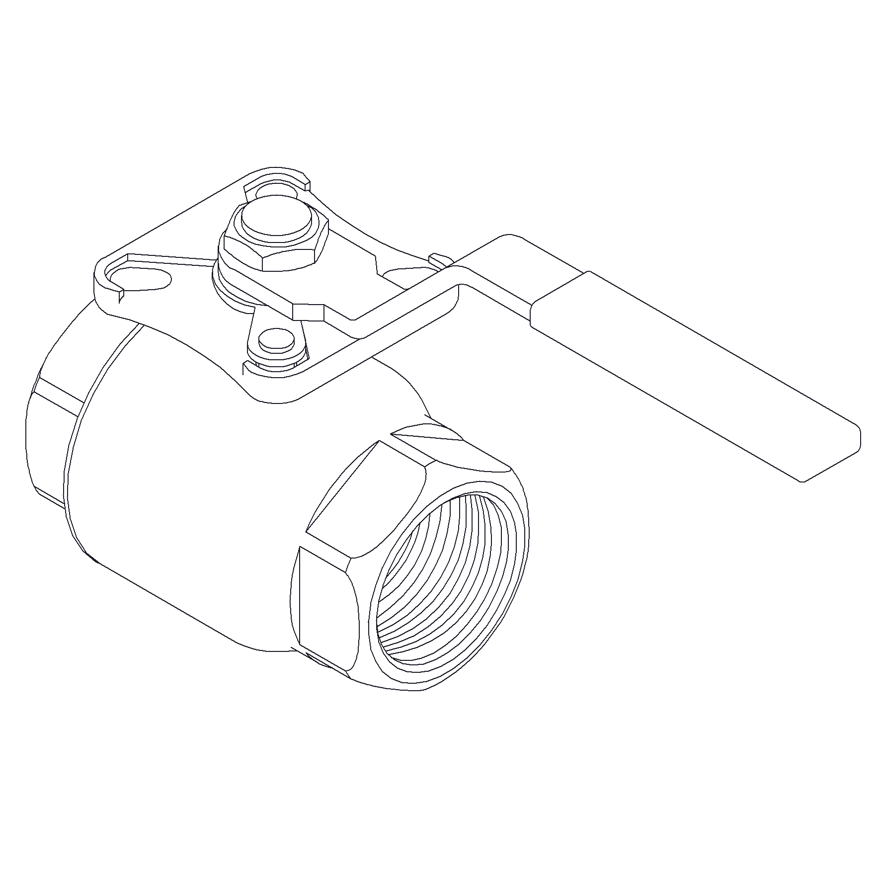 Product image of BALL VALVE 2-PCE ALL FEMALE, DIRECT, LEVER, AISI316/AISI316/PTFE