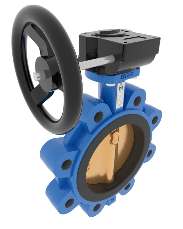 Product image of BUTTERFLY VALVE VULCANIZED LINER LUG, GEARBOX, GGG40.3/C958/NBR