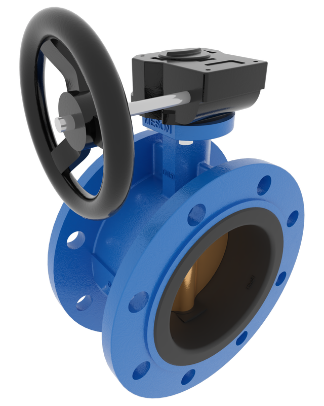 Product image of BUTTERFLY VALVE VULCANIZED LINER DOUBLE FLANGED, GEARBOX, GGG40.3/C958/NBR