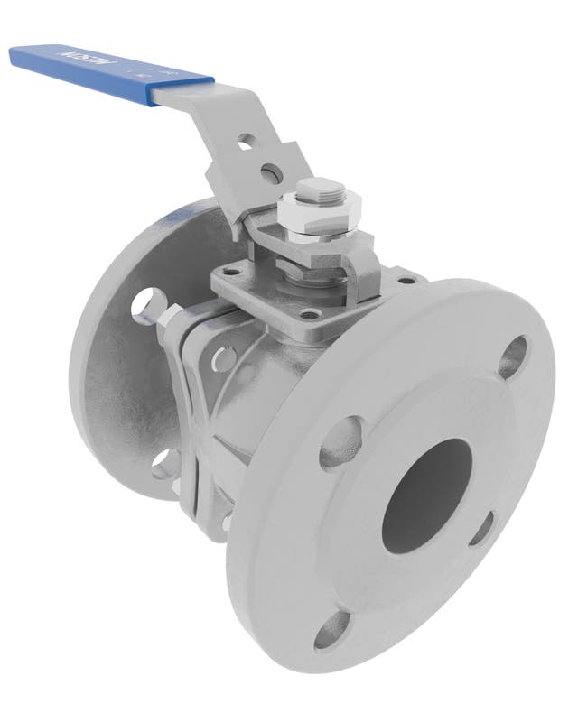 Product image of BALL VALVE 2-PCE FLANGED, NON-DIRECT, LEVER, GS-C25/AISI304/PTFE
