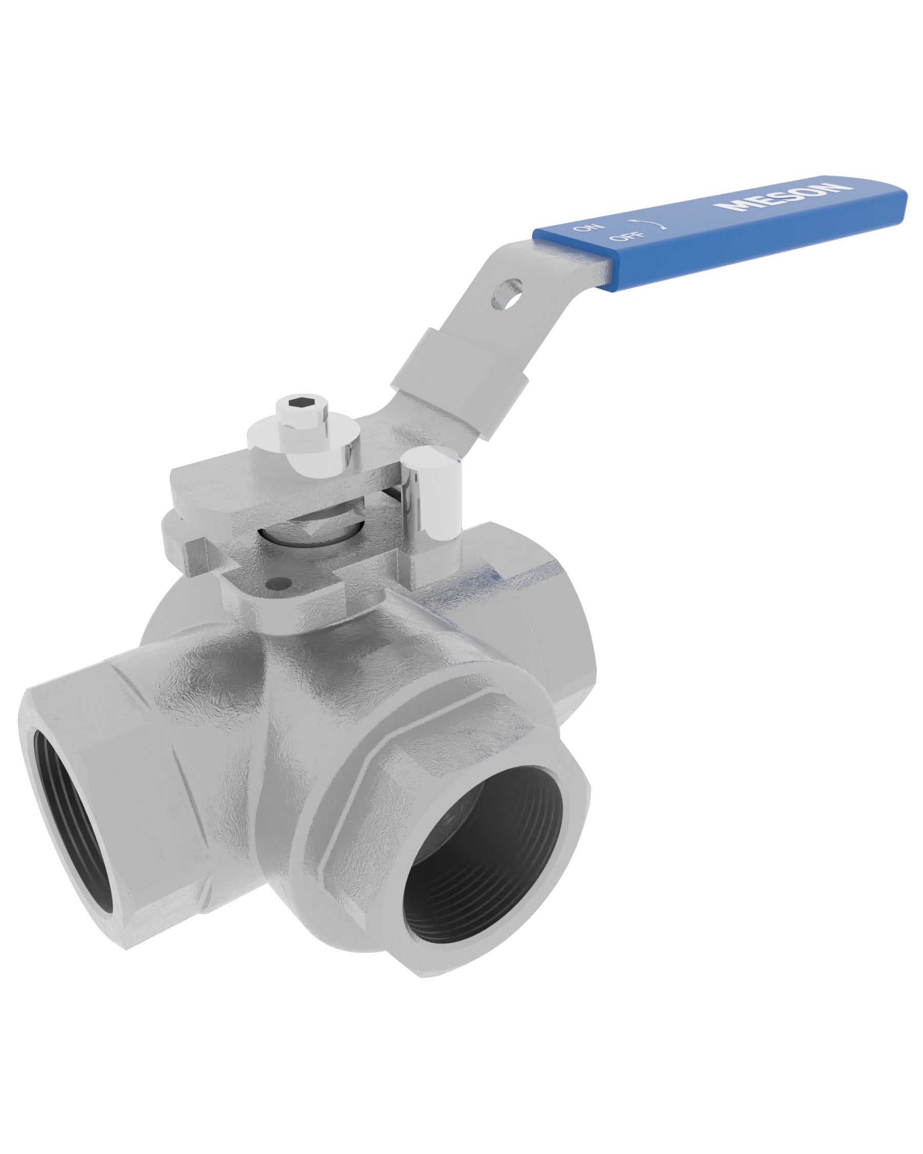 Product image of BALL VALVE 3-WAY ALL FEMALE T-PORT, NON-DIRECT, LEVER, AISI316/AISI316/PTFE